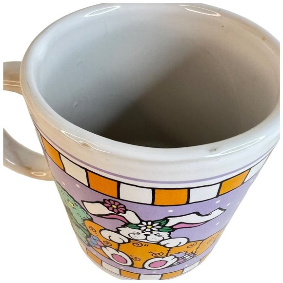 Vintage Novelty Easter Mug Bunny Rabbit In Carrot Mobile Ceramic Polka Dots - Picture 8 of 9